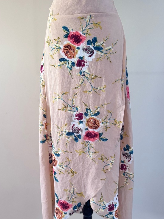 Dresses & Skirts - Floral Wrap Maxi Skirt - Cream Pink
